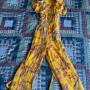 Style Rack Yellow Floral Jumpsuit Wide-Leg